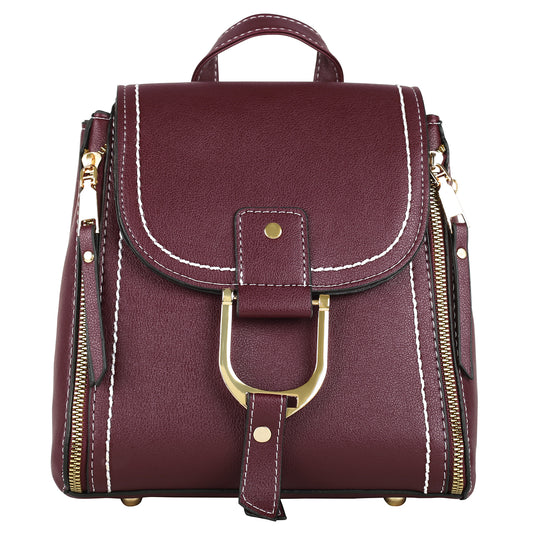 Stylish shoulder bag in maroon for women on the go.