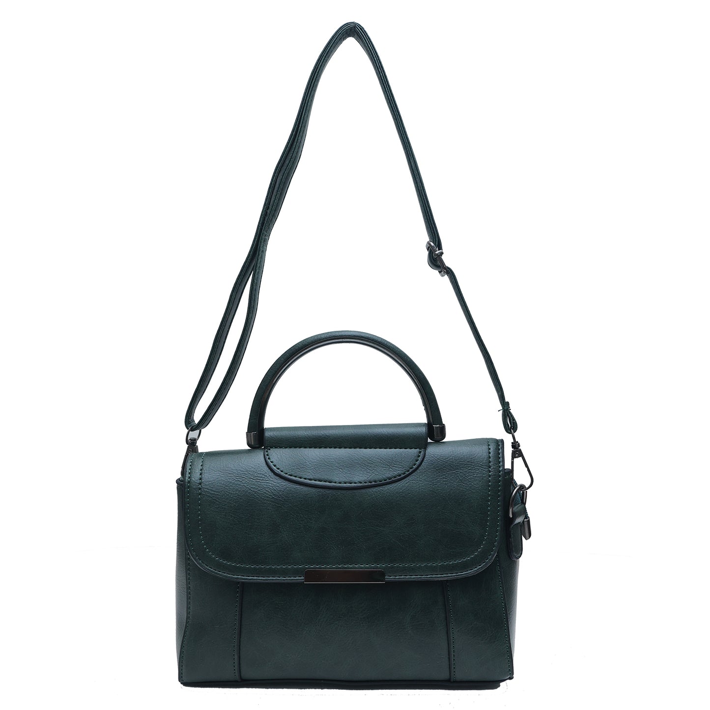 Elegant sling bag in brown on white background for women.