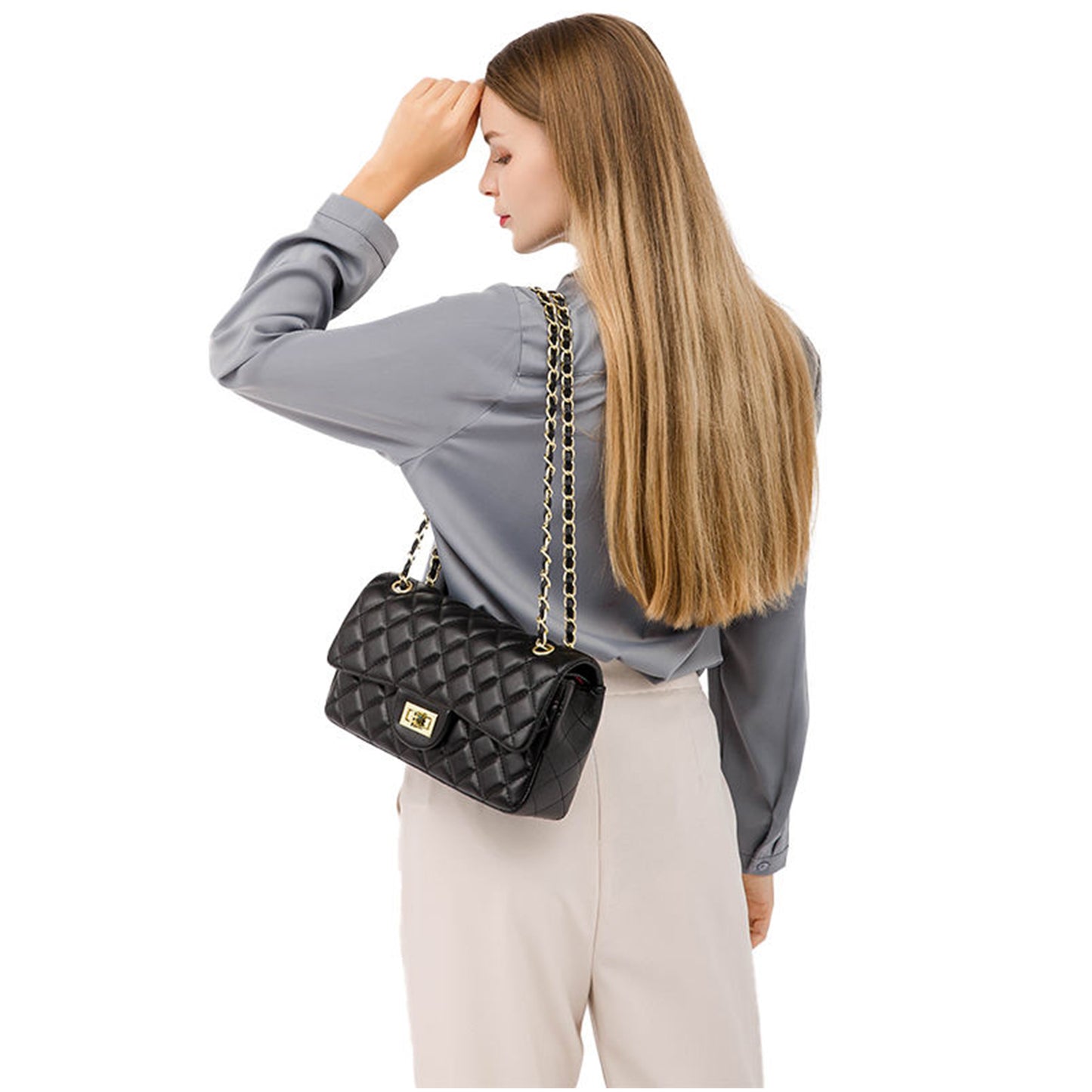 Party wear handbags with gold chain strap detail.