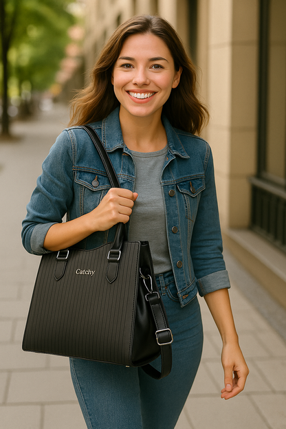 Catchy's Elegant Everyday use Grey & Black Designer Handbag