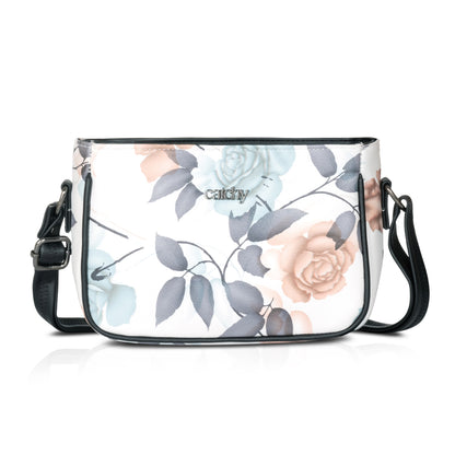 Buy Green floral sling bag with detachable strap for customizable carrying.