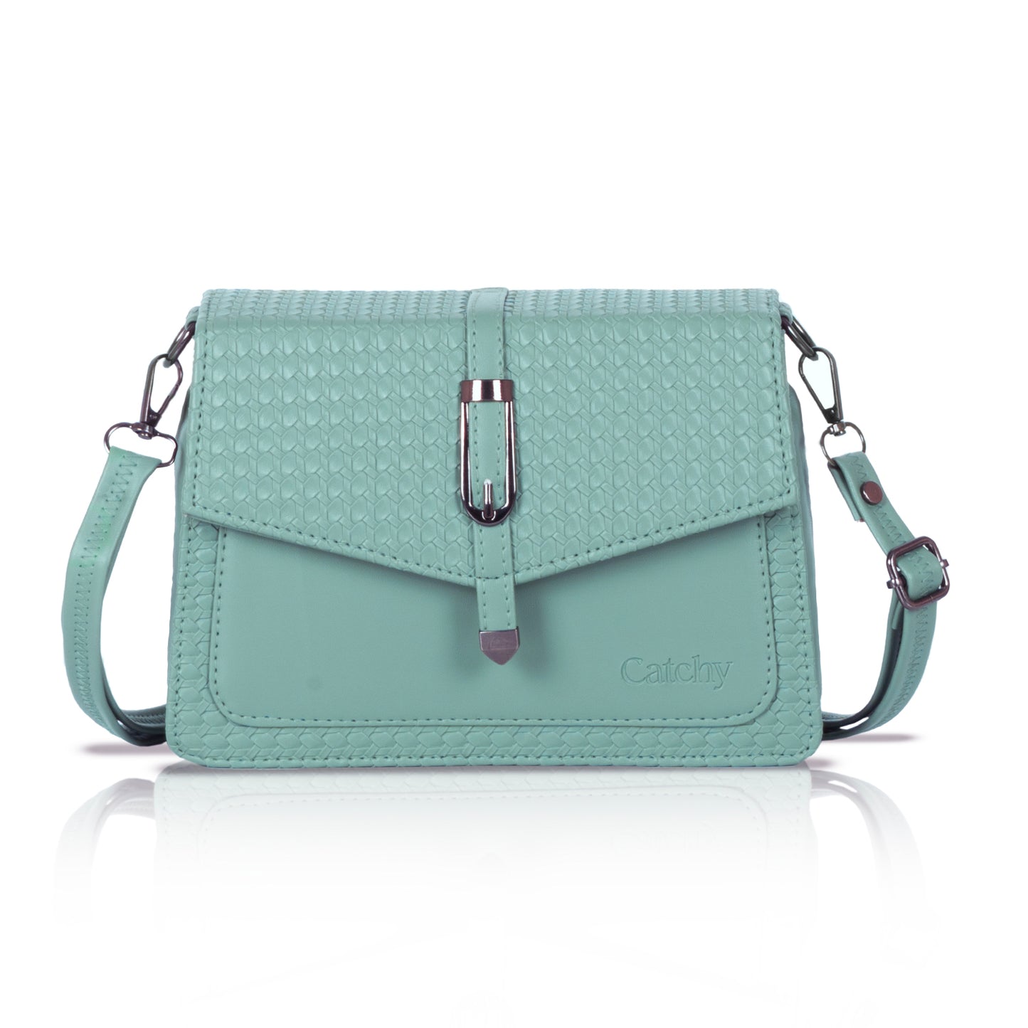 Catchy Women’s Textured Sling Bag – Stylish PU Crossbody Bag with Clasp Closure & Adjustable Strap