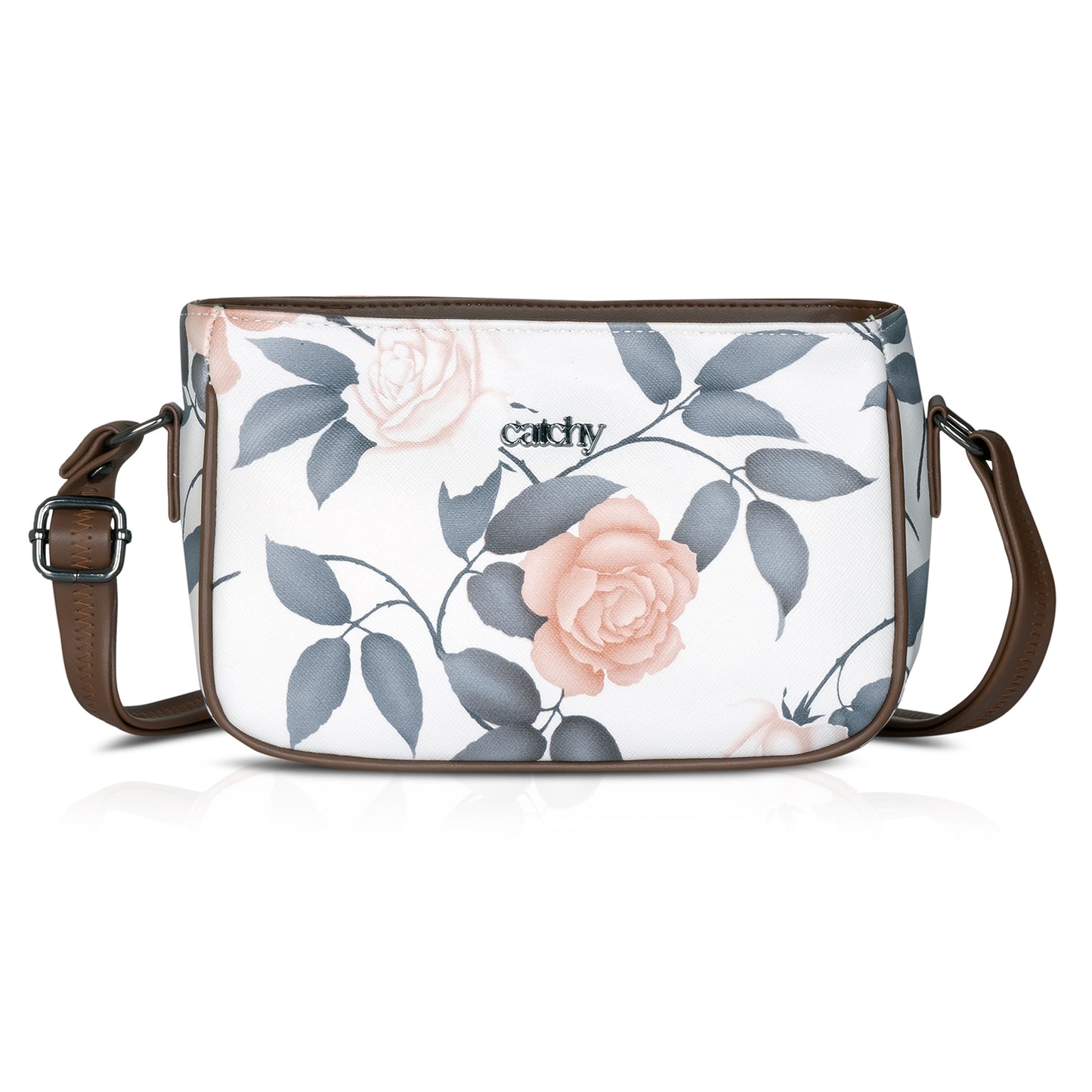 Stylish green sling bag with floral accents, crafted for modern women.
