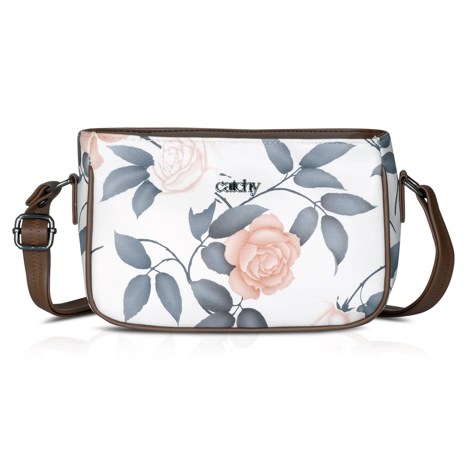 Stylish green sling bag with floral accents, crafted for modern women.