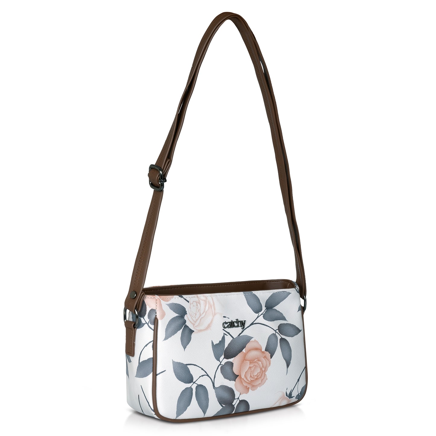 Elegant green sling bag with floral print, designed for effortless chic.