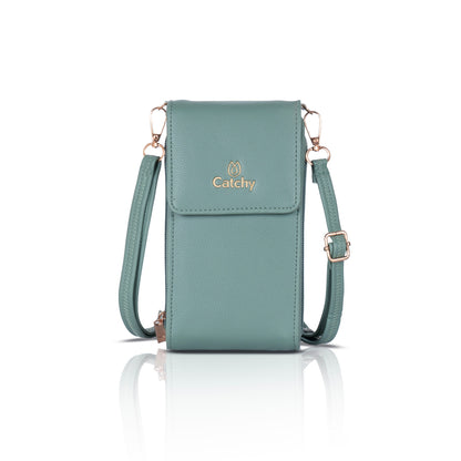Catchy Women’s PU Mobile Sling Pouch – Compact Crossbody Mini Bag with Clasp Closure & Adjustable Strap