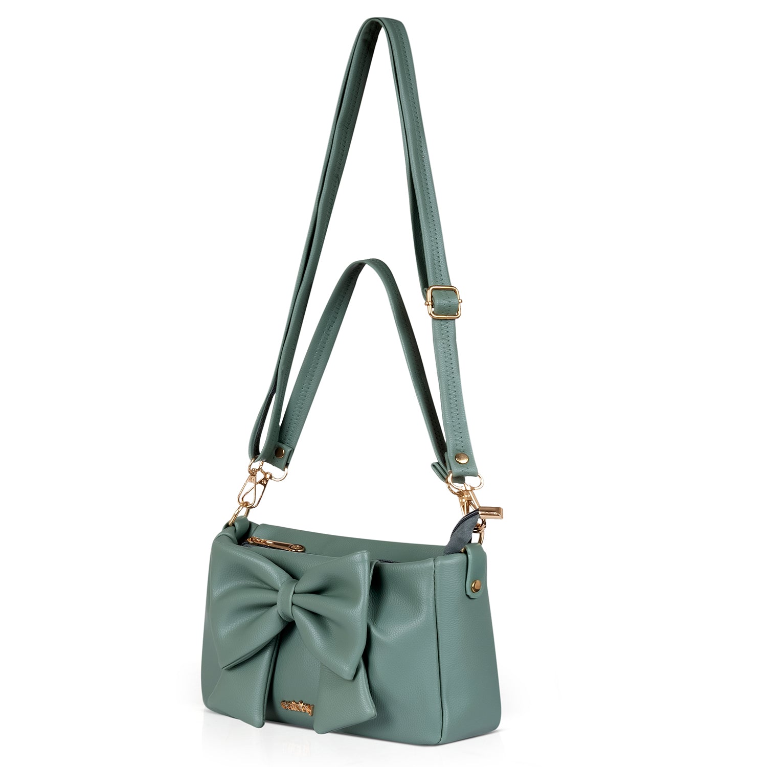 Elegant Brown Bow Handbag on a wooden surface, highlighting its timeless design.
