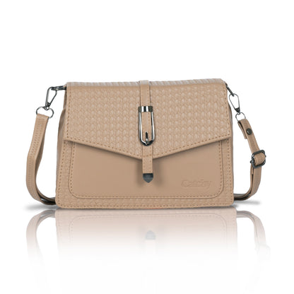 Catchy Women’s Textured Sling Bag – Stylish PU Crossbody Bag with Clasp Closure & Adjustable Strap