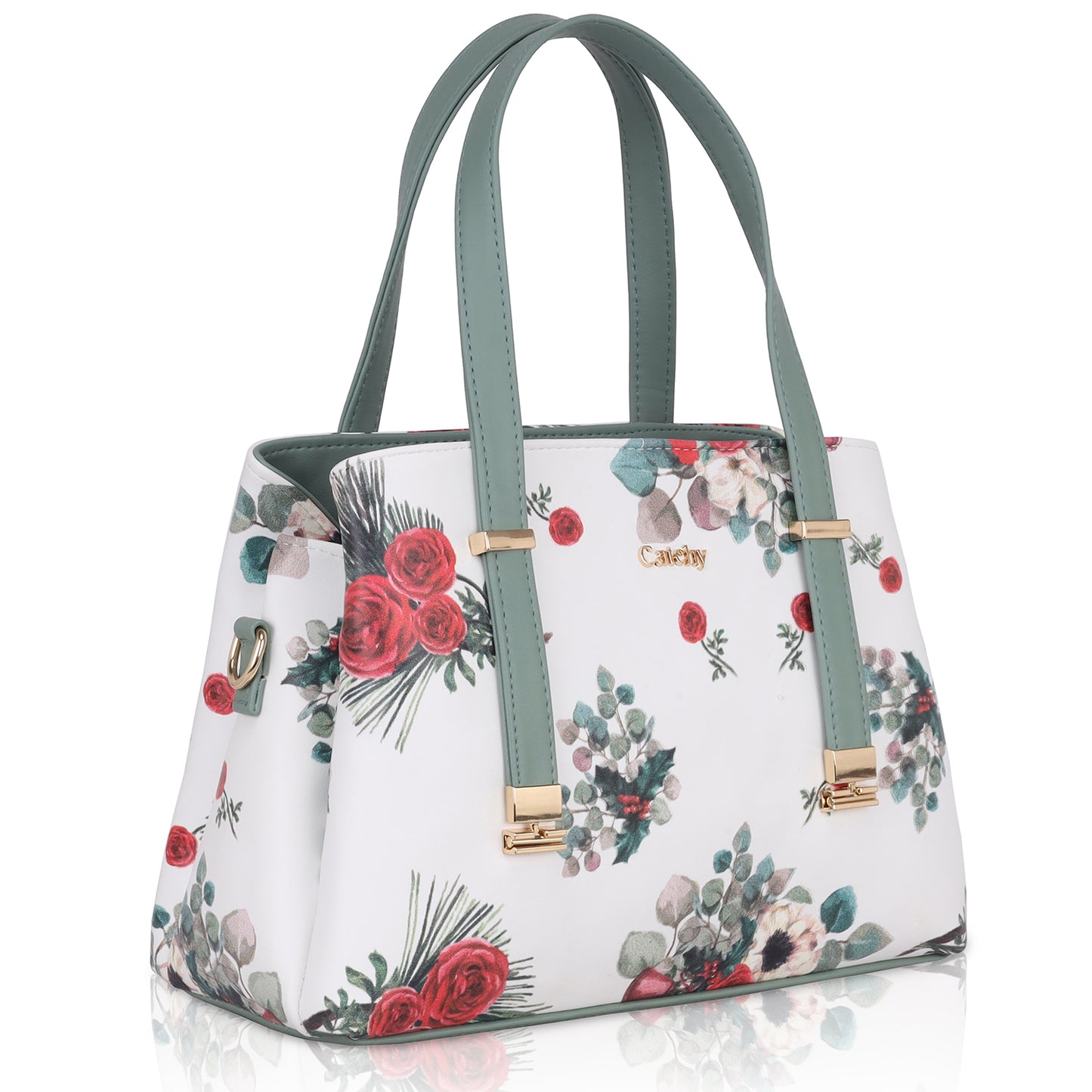 Catchy Green Flowery Design Feminin Handbag For Women | Stylish Purse