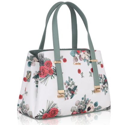 Catchy Green Flowery Design Feminin Handbag For Women | Stylish Purse