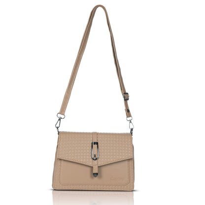 Catchy Women’s Textured Sling Bag – Stylish PU Crossbody Bag with Clasp Closure & Adjustable Strap
