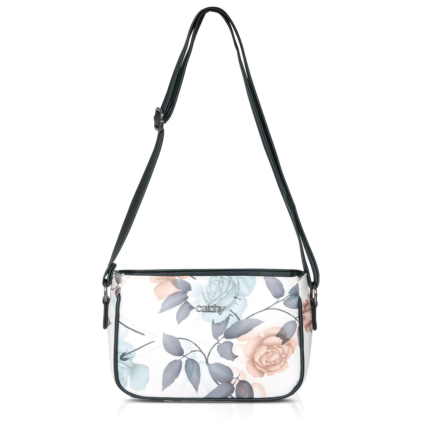 Buy Stylish green sling bag with floral accents, crafted for modern women.