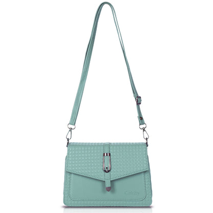 Catchy Women’s Textured Sling Bag – Stylish PU Crossbody Bag with Clasp Closure & Adjustable Strap