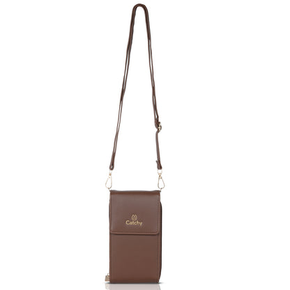 Catchy Women’s PU Mobile Sling Pouch – Compact Crossbody Mini Bag with Clasp Closure & Adjustable Strap