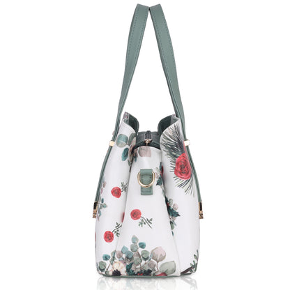 Catchy Green Flowery Design Feminin Handbag For Women | Stylish Purse