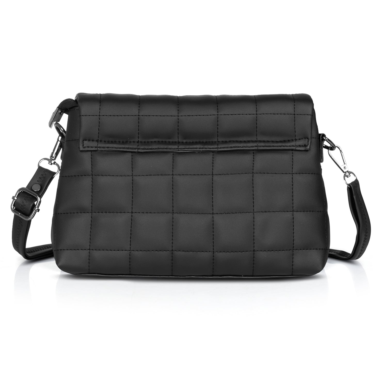 Trendy black vegan leather purse with quilted pattern, ideal for daily chic style.