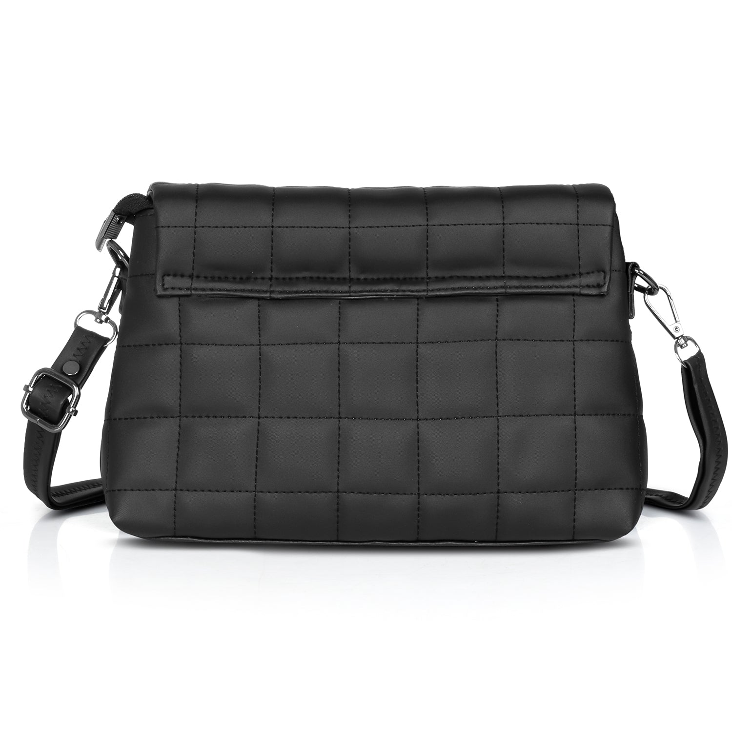 Trendy black vegan leather purse with quilted pattern, ideal for daily chic style.