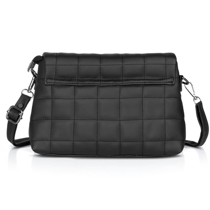 Trendy black vegan leather purse with quilted pattern, ideal for daily chic style.