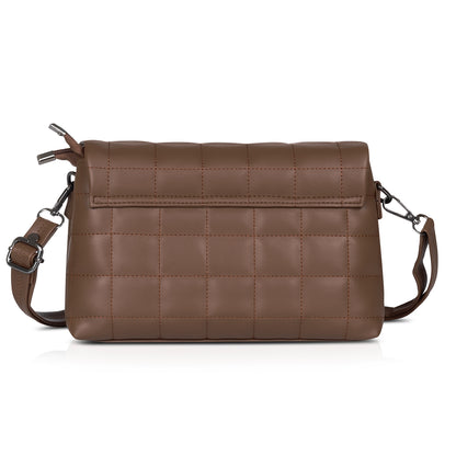 Black crossbody bag with quilted texture, designed for women seeking chic style.