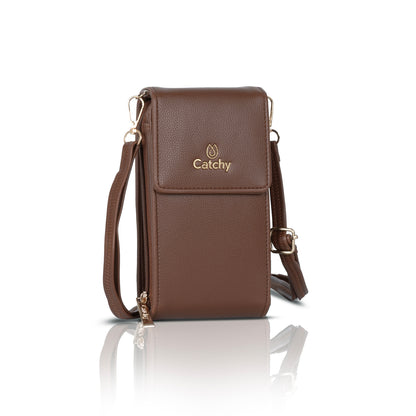 Catchy Women’s PU Mobile Sling Pouch – Compact Crossbody Mini Bag with Clasp Closure & Adjustable Strap