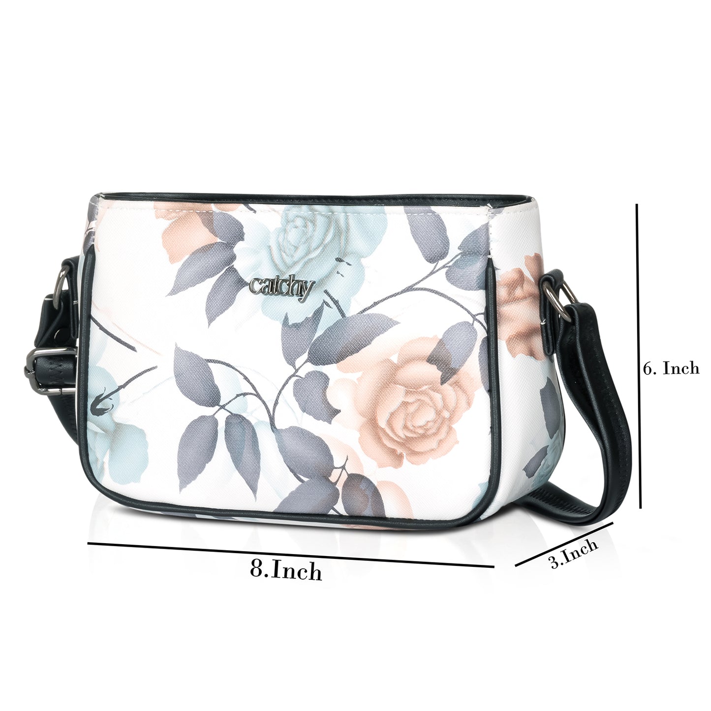 Trendy green sling bag with floral pattern, ideal for casual and formal looks.