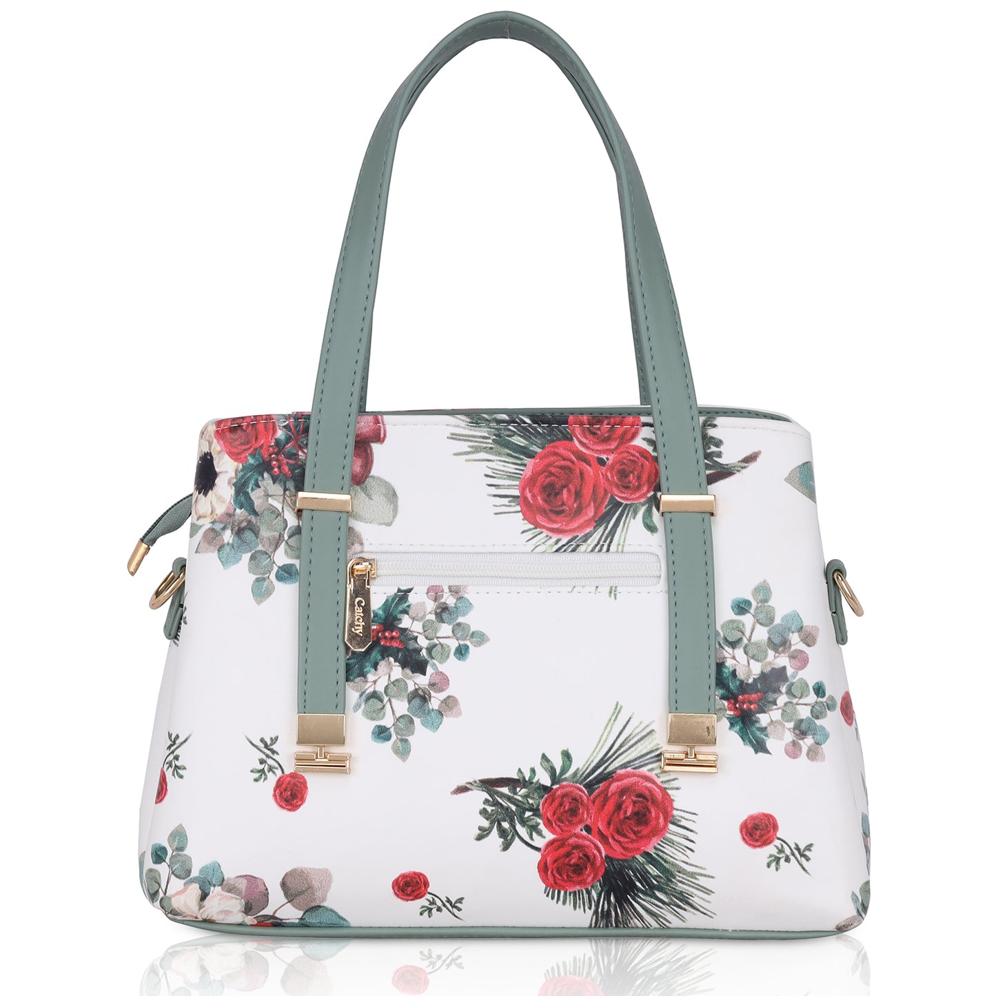Catchy Green Flowery Design Feminin Handbag For Women | Stylish Purse