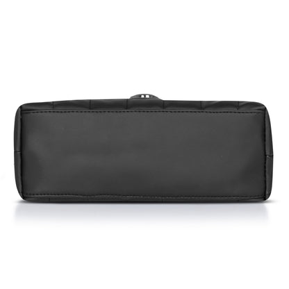 Stylish black quilted crossbody purse, featuring gold-tone hardware for a luxe look.