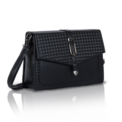 Catchy Women’s Textured Sling Bag – Stylish PU Crossbody Bag with Clasp Closure & Adjustable Strap