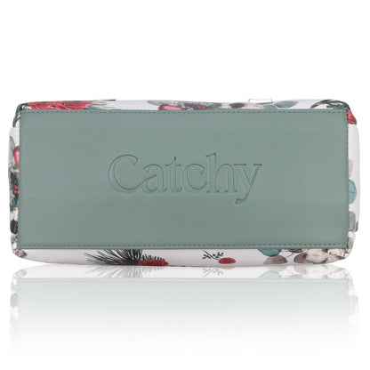 Catchy Green Flowery Design Feminin Handbag For Women | Stylish Purse