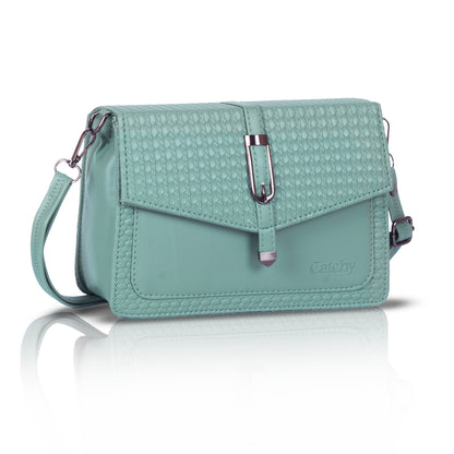 Catchy Women’s Textured Sling Bag – Stylish PU Crossbody Bag with Clasp Closure & Adjustable Strap