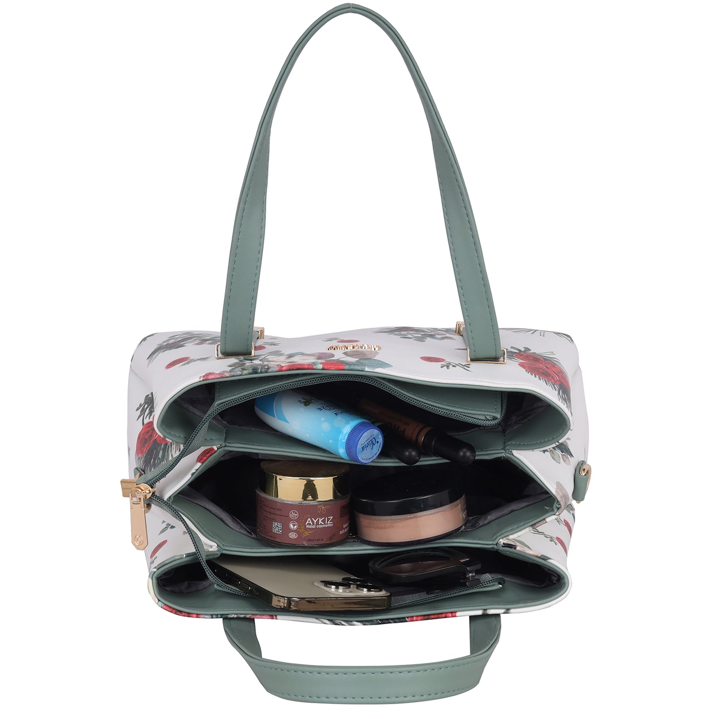 Catchy Green Flowery Design Feminin Handbag For Women | Stylish Purse