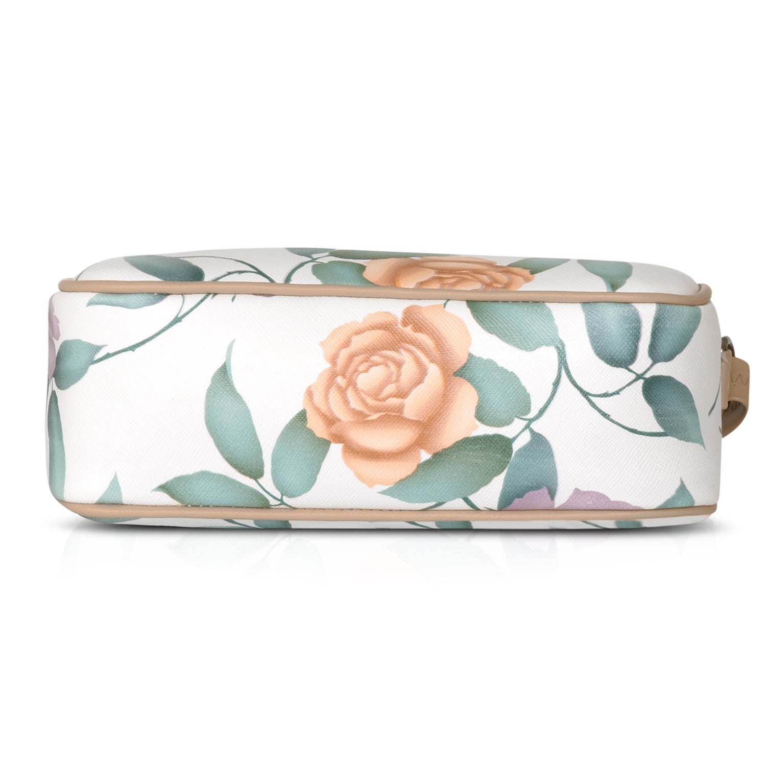 Green sling bag with floral accents, ideal for work or weekend adventures.