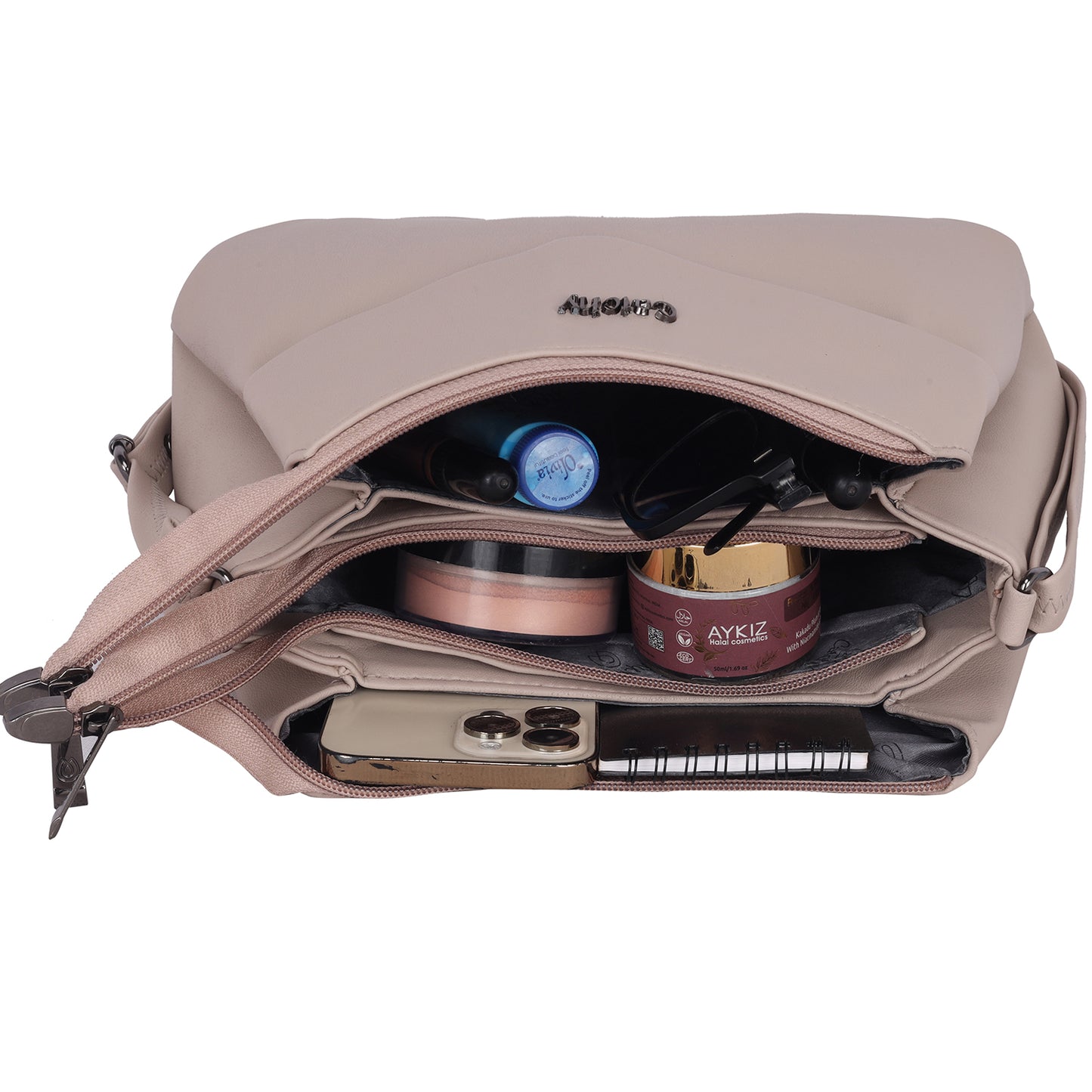 Catchy Everyday use Evening Beige, Black and Pink Sling Bag