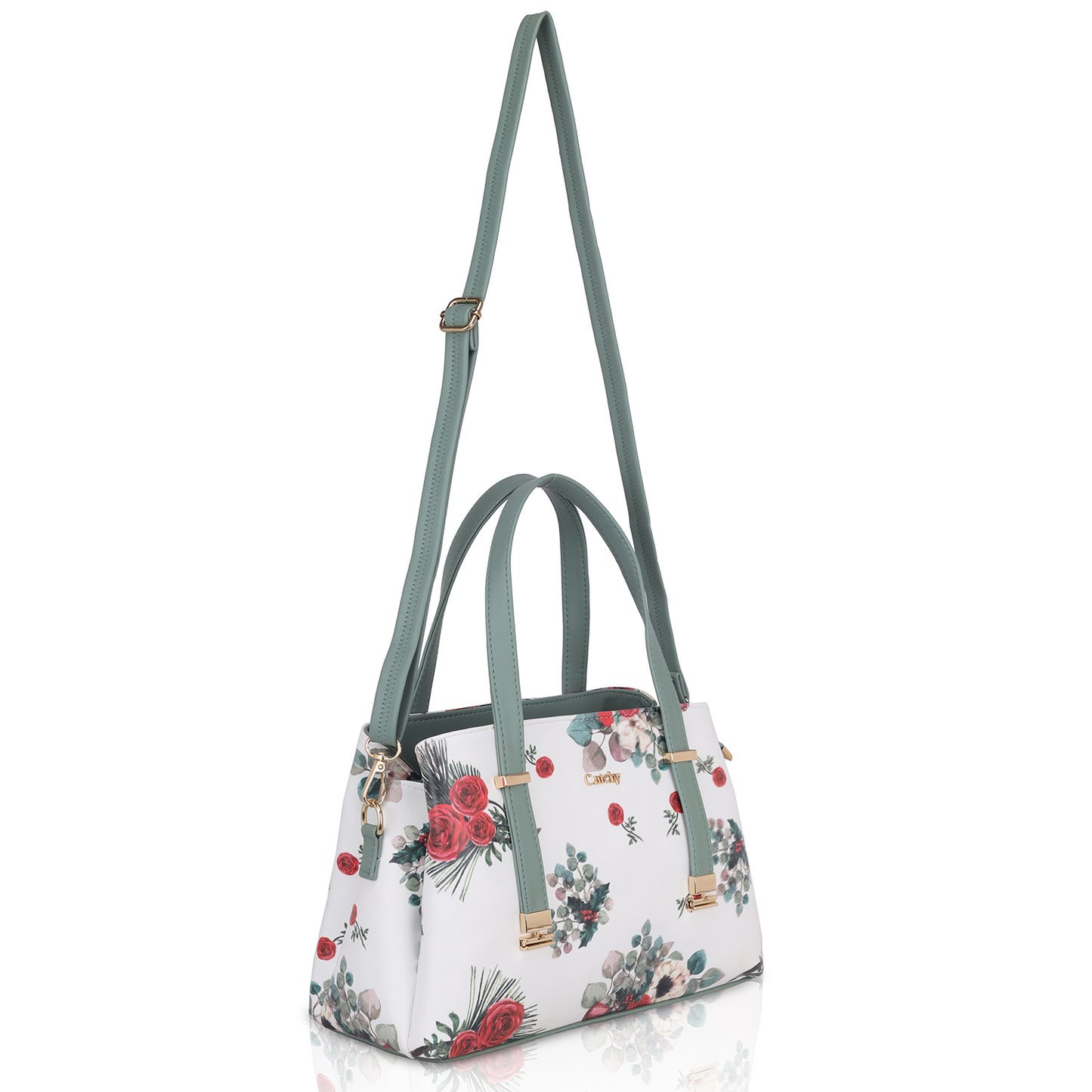 Catchy Green Flowery Design Feminin Handbag For Women | Stylish Purse