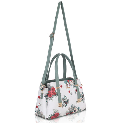 Catchy Green Flowery Design Feminin Handbag For Women | Stylish Purse