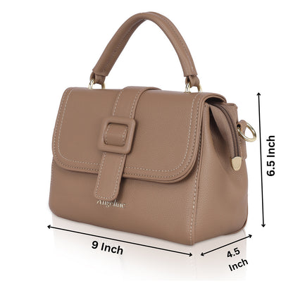 A beige Angeline women's sling bag with a front flap