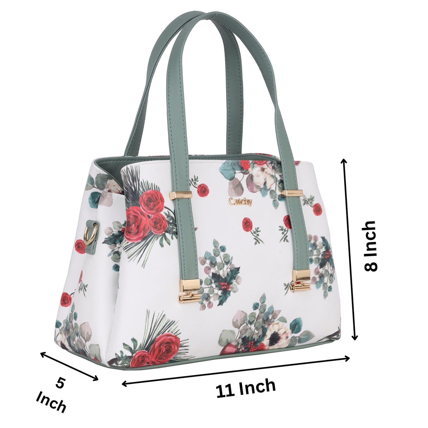Catchy Green Flowery Design Feminin Handbag For Women | Stylish Purse