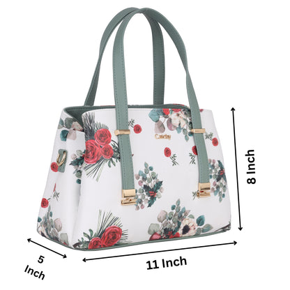 Catchy Green Flowery Design Feminin Handbag For Women | Stylish Purse