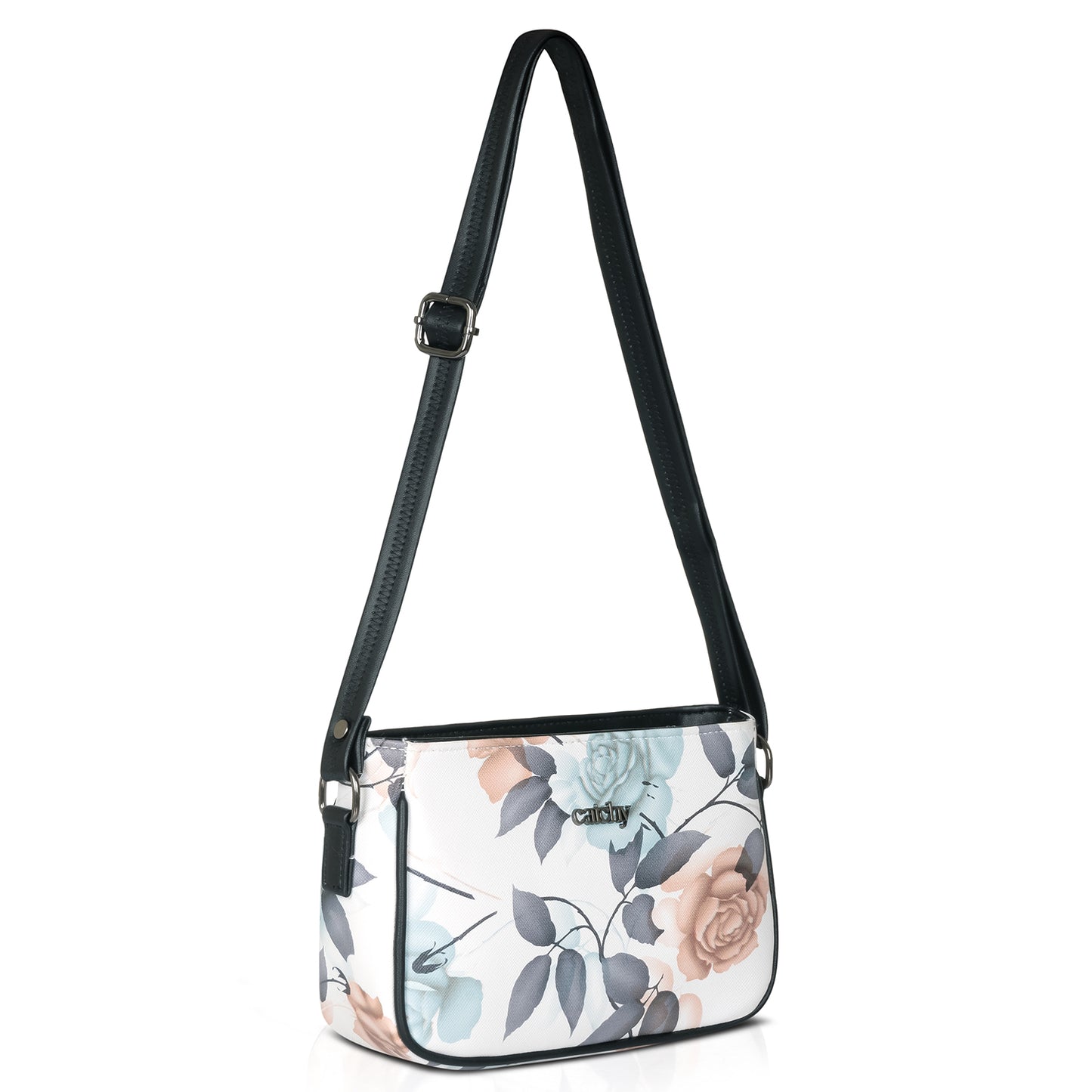 Trendy green sling bag with floral pattern, ideal for casual and formal looks.