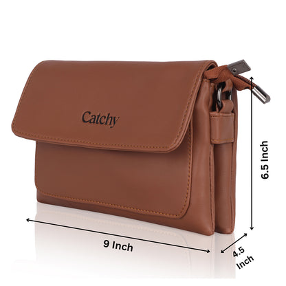 Catchy Everyday use Evening Brown & Gray Sling Bag