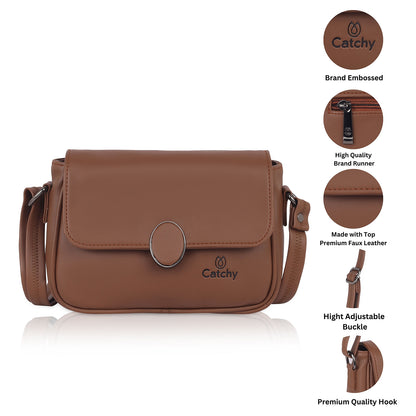 Catchy Everyday use Evening Tan, Brown and Black Sling Bag