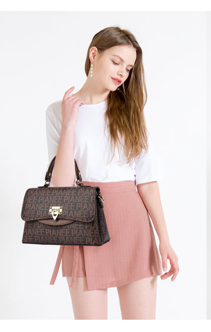Beautiful girl with Brown magnet sling bag, blending elegance and practicality for women.