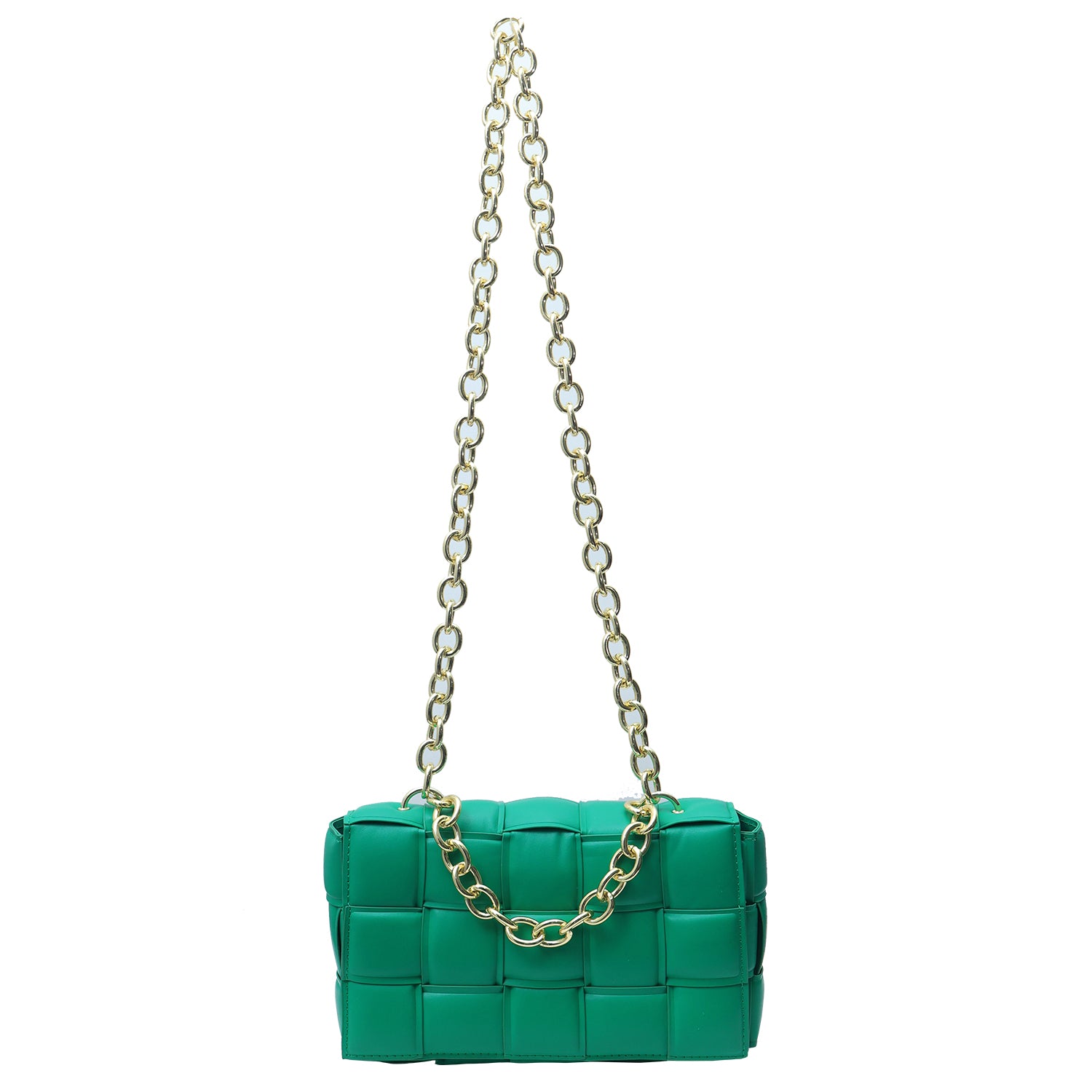 Green Sling Bag with Elegant Chain for Girls
