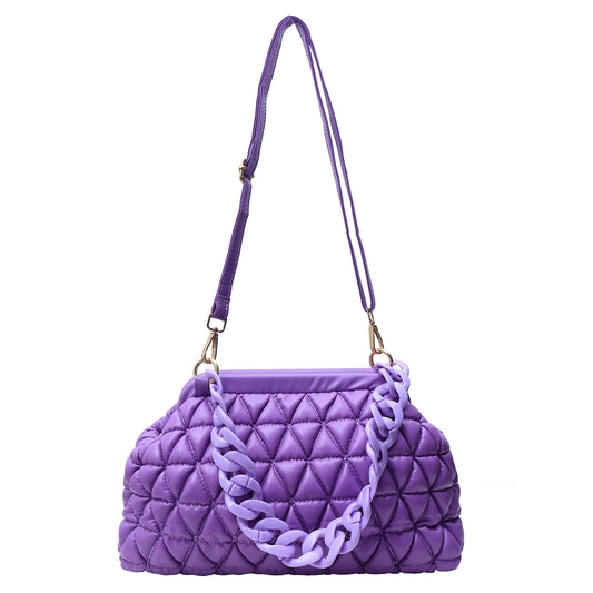 Stylish 1 Purple Women Handbag with elegant Purple Chain