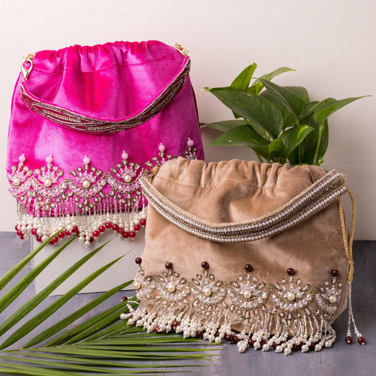 Angeline's Pink Hyacinth Potli Bag