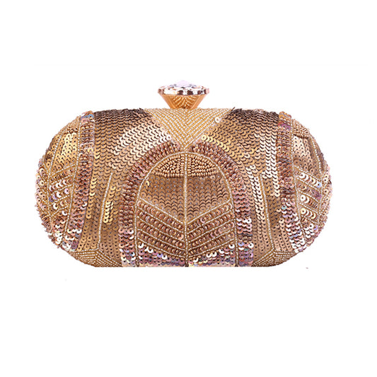 Angeline's Handcrafted Royal Gold designer Clutch Bag