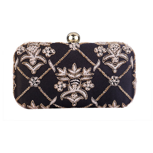 Angeline's Black Embroidery Clutch Bag