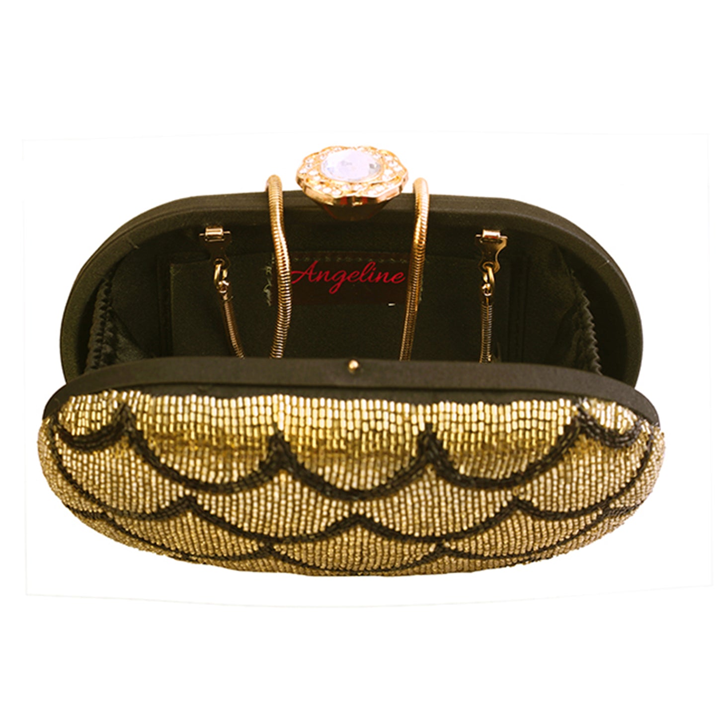 Angeline's Black and Gold Retro Clutch Bag