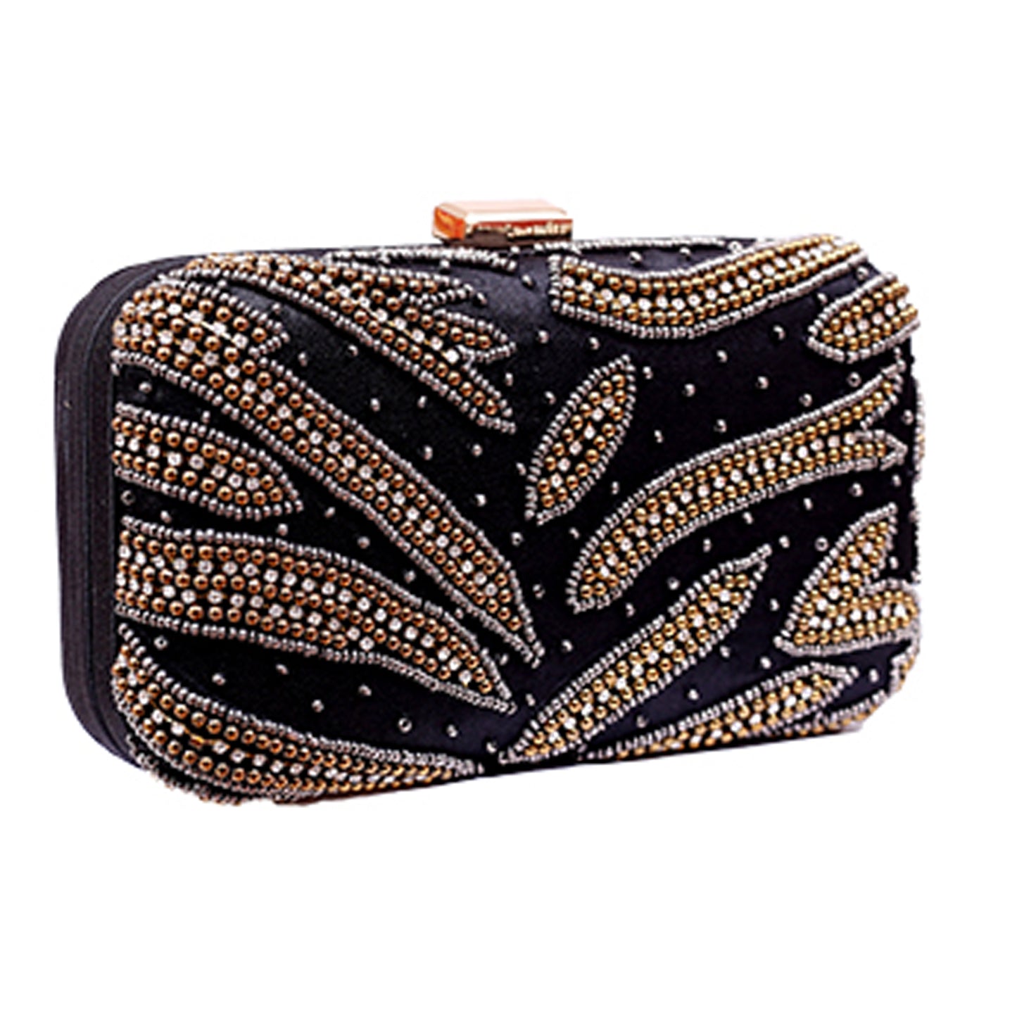 Angeline's Shiny Black Snake Design Clutch Bag
